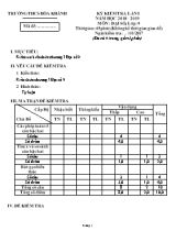 Ma trận và đề kiểm tra lần I môn Đại số Lớp 9 - Năm học 2018-2019 - Trường THCS Hòa Khánh (Có đáp án)